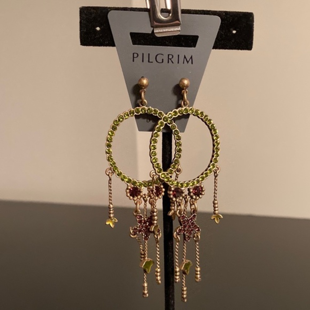 Pilgrim Olive and Gold Hoop Earrings